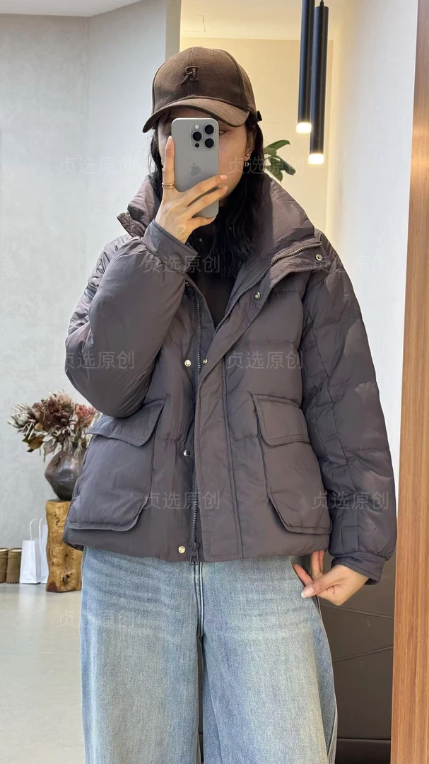 6691-立领保暖羽绒服纯色女士女装休闲网红宽松