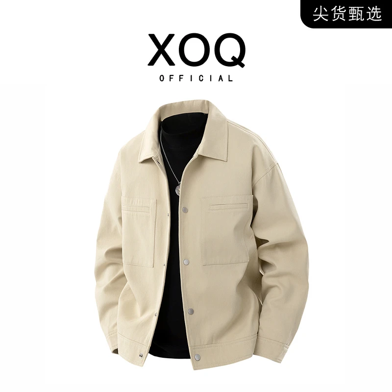 【品牌甄选】纯色夹克外套男春秋季新款休闲百搭高级感翻领外搭上衣