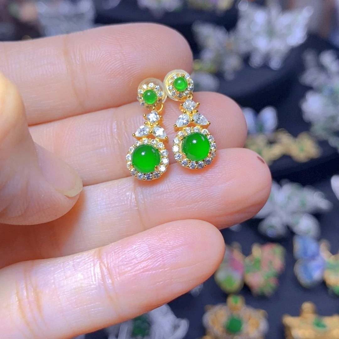 翡翠银S925镶嵌毛衣链天然翡翠