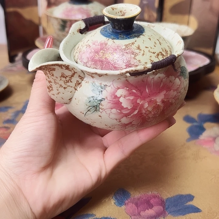 火石红国色牡丹盛世系列茶器