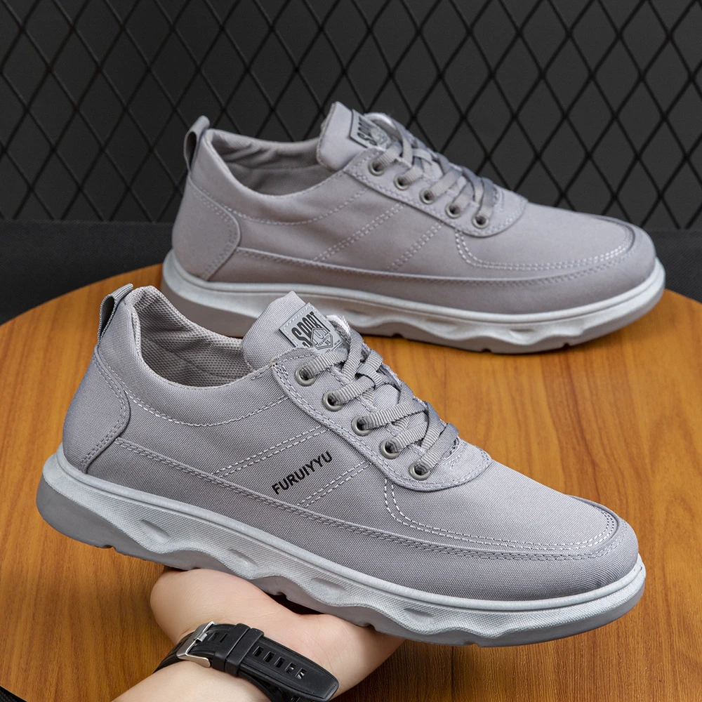 春秋季男鞋2025新款帆布面休闲运动鞋子男士中老年爸爸鞋开车男鞋