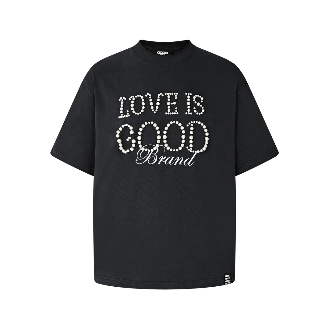 【范世錡同款】GOODBRAND 24SS LOVE IS GOOD珍珠标语情侣短袖T恤