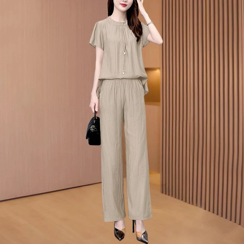 休闲显瘦高端套装裤子夏季2025新款女装时尚洋气品牌时髦两件套裤