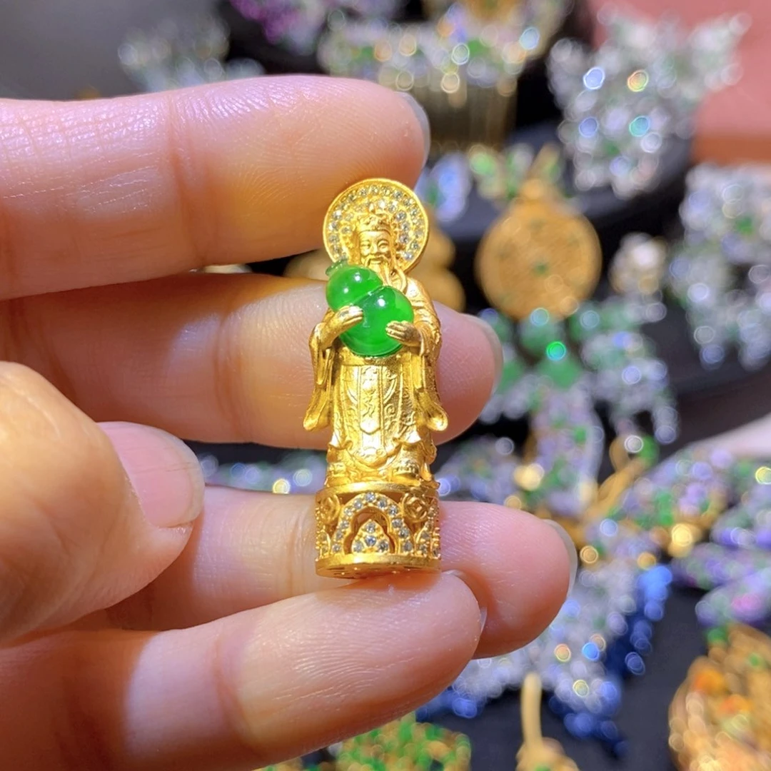 吊坠(不含链)银S925镶嵌翡翠