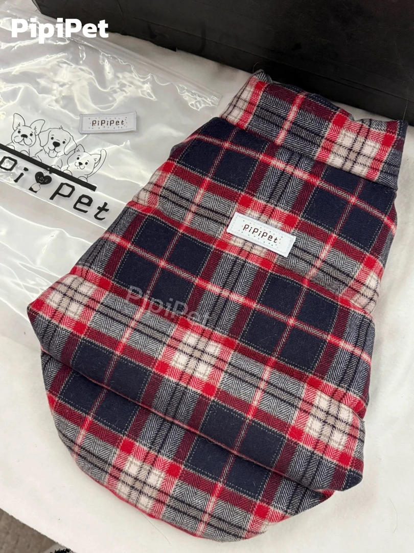 皮皮派宠物狗狗格子双面镭射羽绒服秋冬休闲百搭宠物衣服