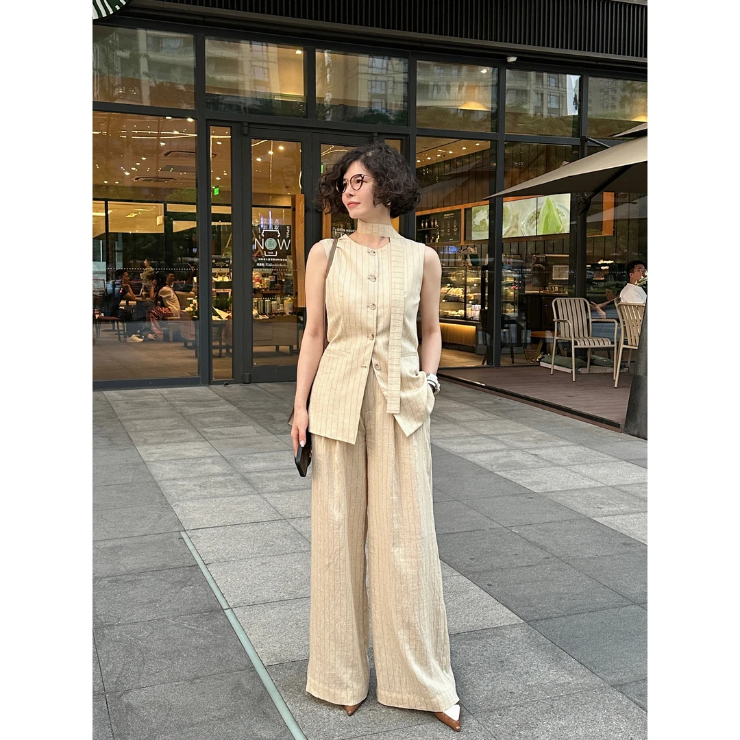 马甲气质背心条纹M25CX534时尚夏季休闲高级感老钱风通勤无袖