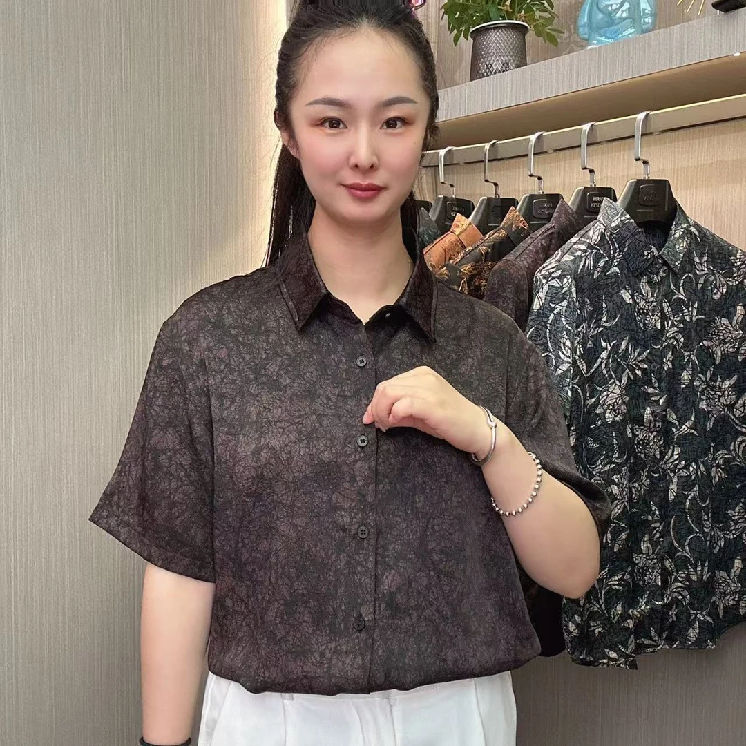 2025夏装新款（香云纱）男士桑蚕丝衬衫轻薄透气抗皱凉感百搭衬衫A1