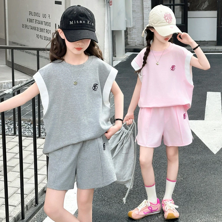 女童夏季休闲短裤套装2025夏装新款短袖T恤裤子两件套洋气时髦潮