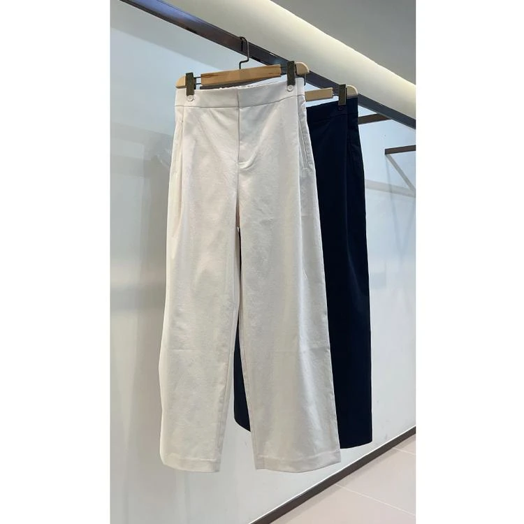 原厂孤品特价清！TH经典藏青白经典腰头扣子神裤直筒裤C364