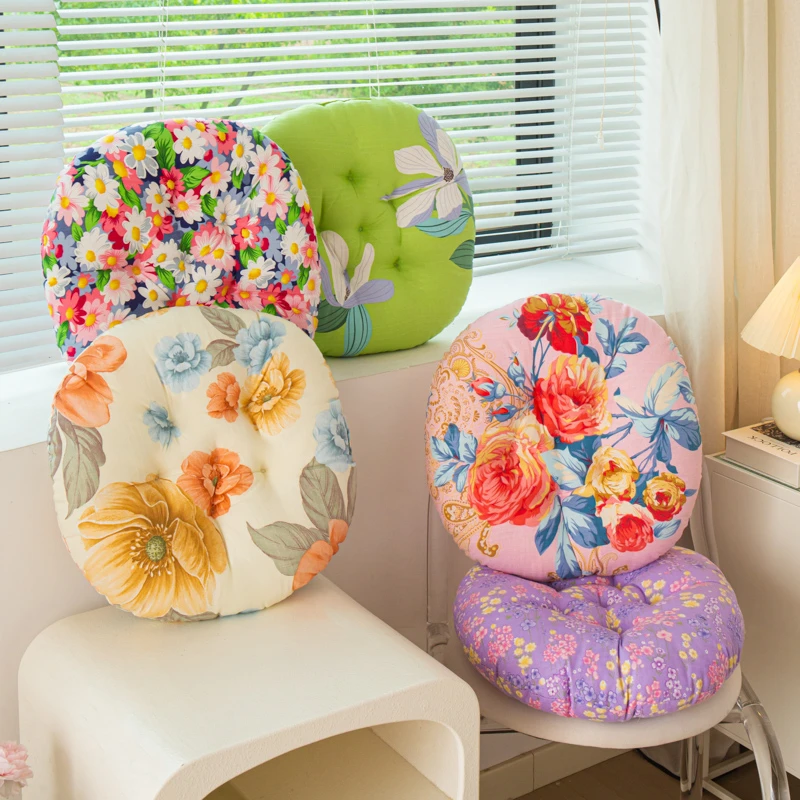 圆形加厚棉麻椅子座垫珍珠棉花填充居家开车久坐适用地垫抱枕垫子