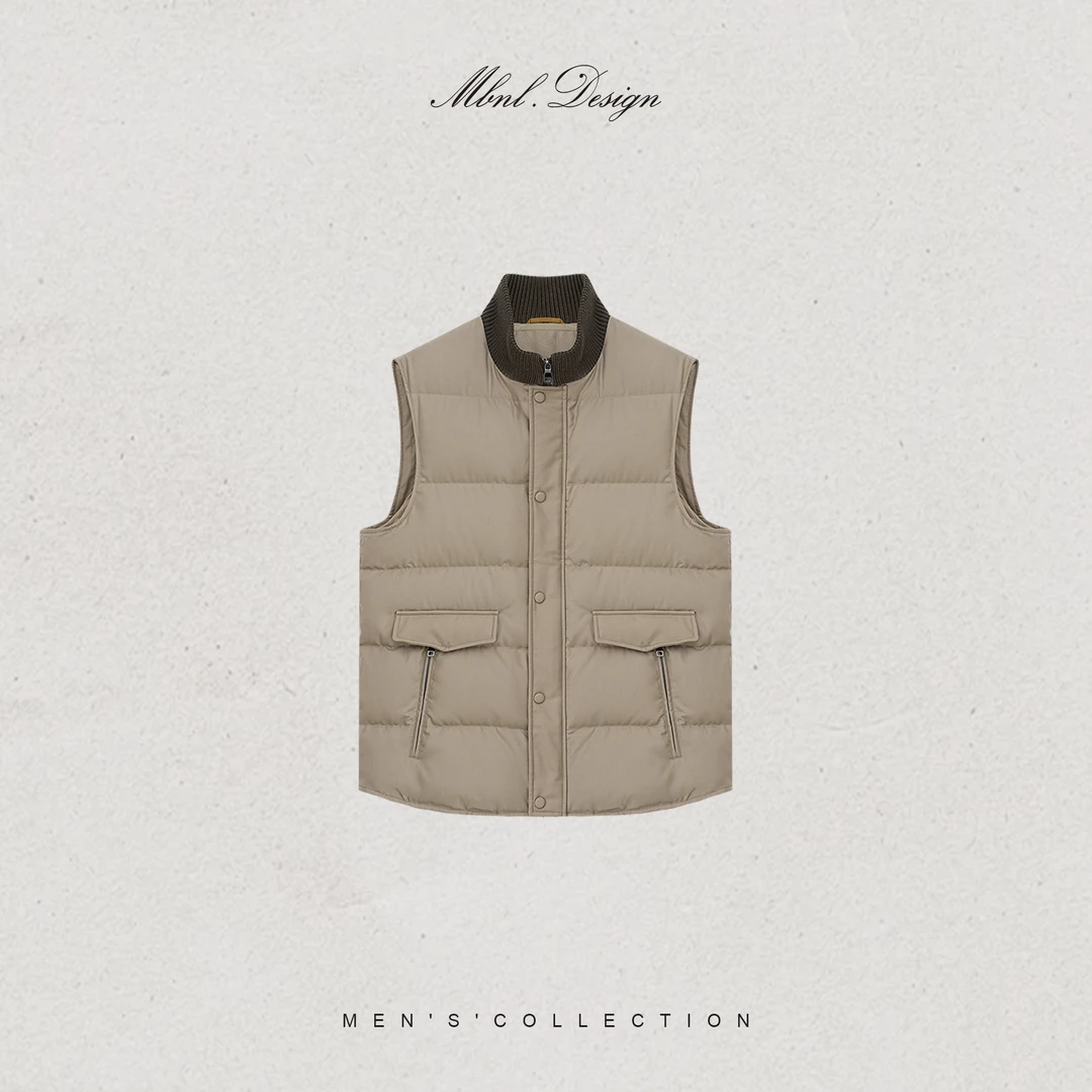 MBNL-F「Cloud-Like」秦磊男装90白鹅绒叠穿针织高领马甲LL-WMJ6022