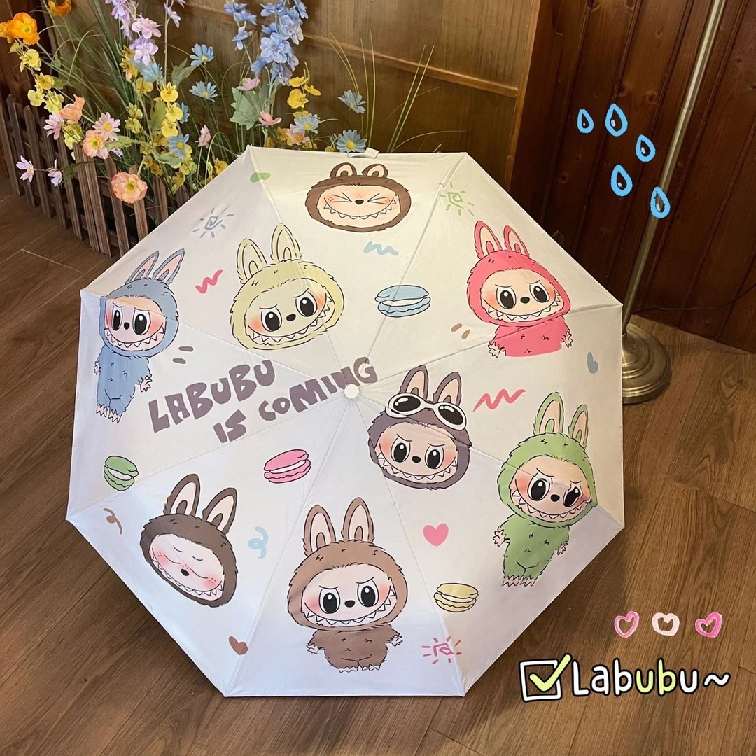 Labubu晴雨两用手动伞 晴雨两用伞防晒又可爱泡泡玛特伞