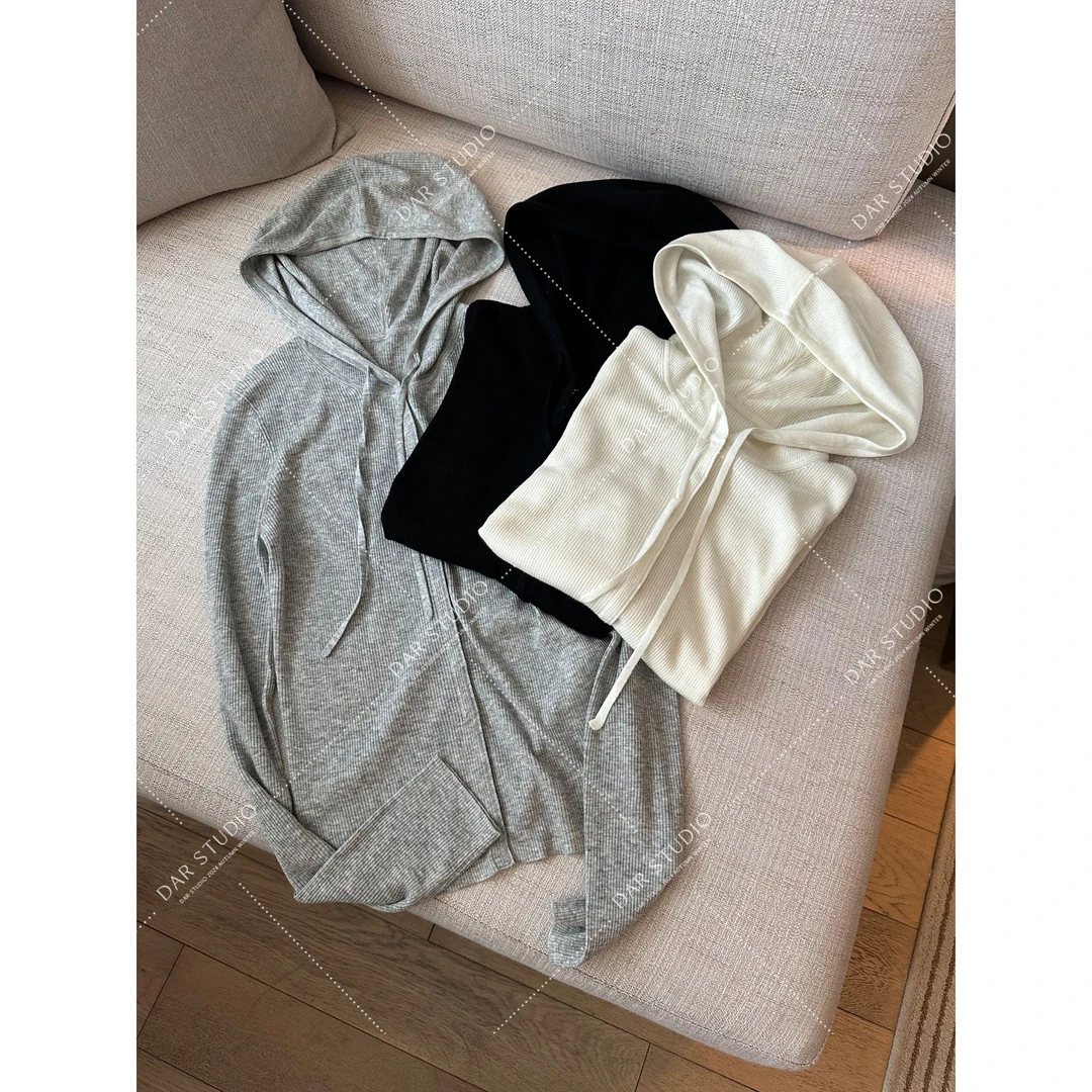 DARSTUDIO 深圳货【连帽针织】2025早春羊M四平织法连帽针织衫88278