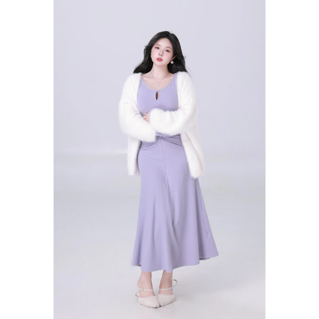 11.3清清萌面侠【柔暮月光】纯欲温柔气质修身包臀长款连衣裙3922M