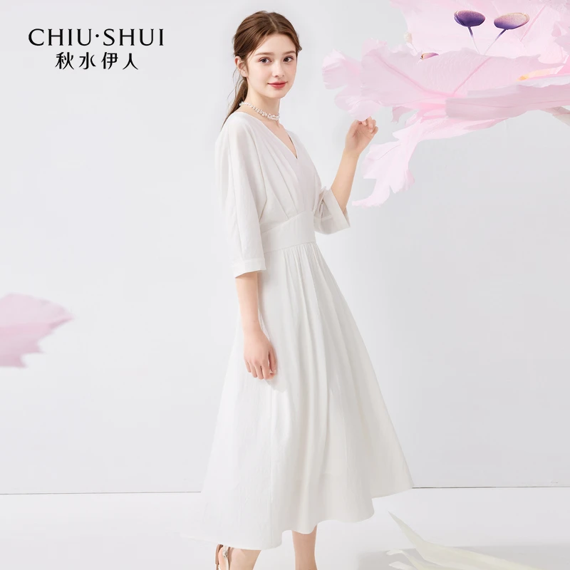 【大瑶专属】秋水伊人法式连衣裙女V领设计感简624222M020776