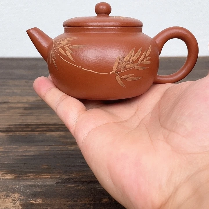 茶壶拼配泥朱泥扁圆壶