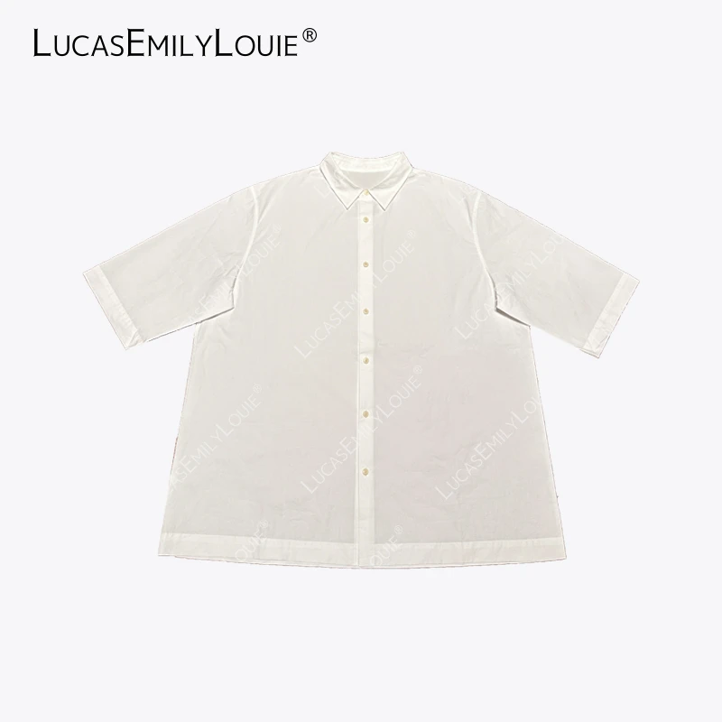 LUCASEMILYLOUIE 极简休闲风棉质宽松廓形半袖衬衫2410547