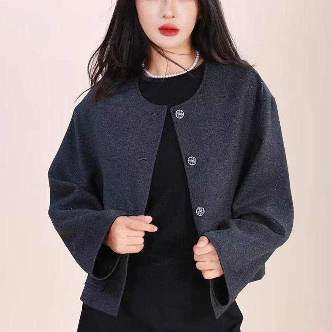 圆领常规女秋季香风休闲短外套短款气质上衣短外套