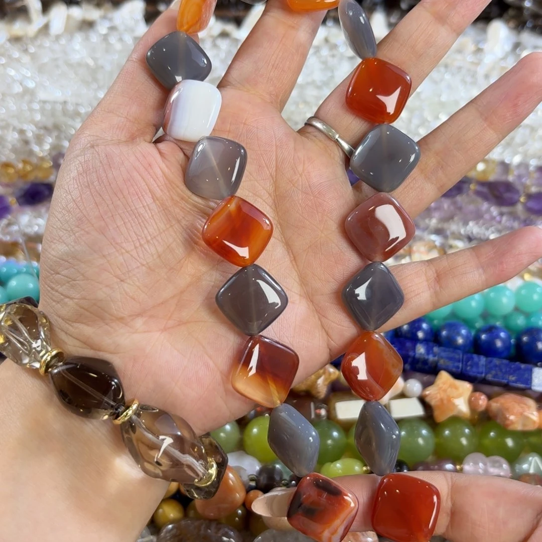 玛瑙/玉髓未镶嵌珠宝半成品天然多宝玛瑙斜方