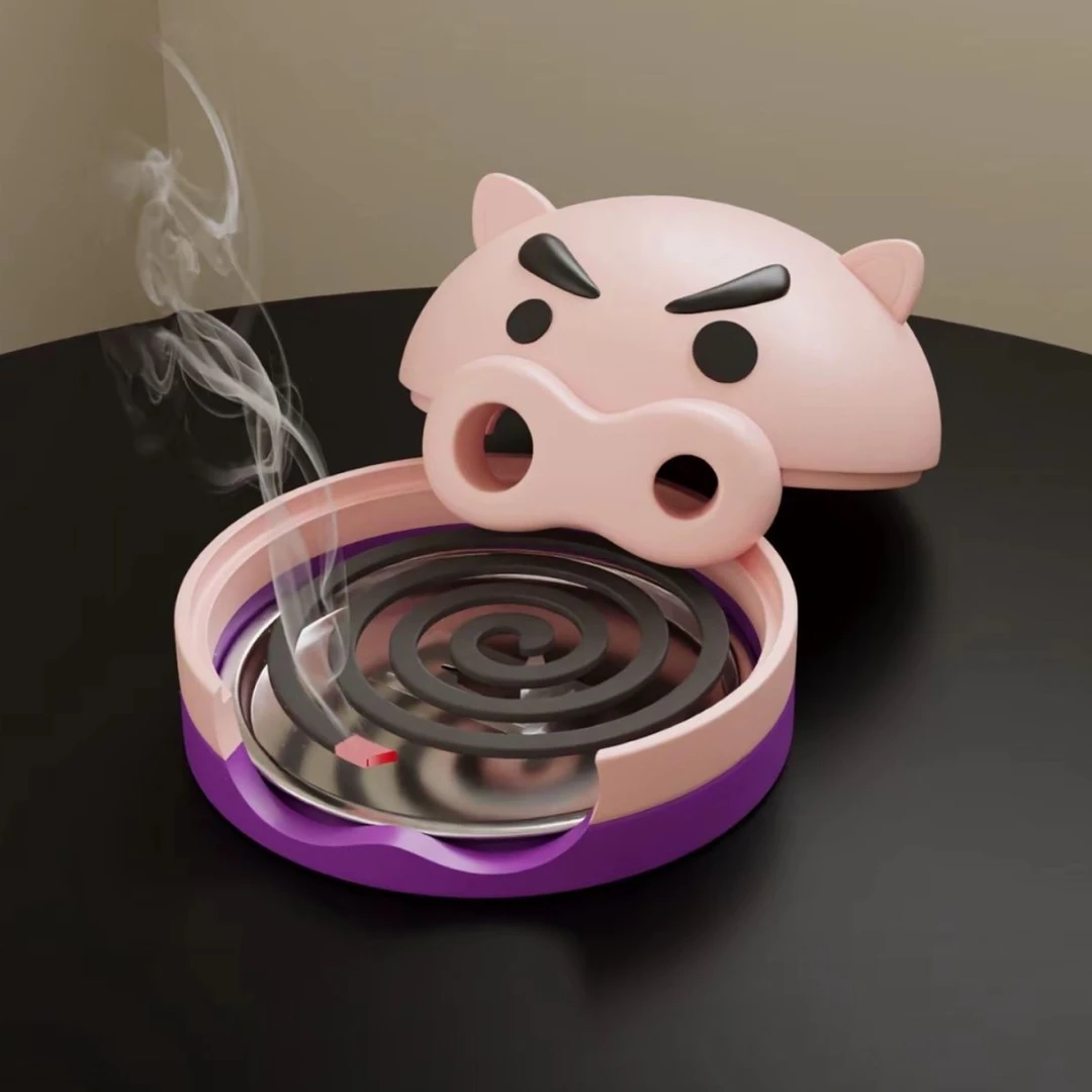 【皮卡】小猪肥嘟嘟左卫门蚊香盒可爱室内小新蚊香盘车用香薰香炉
