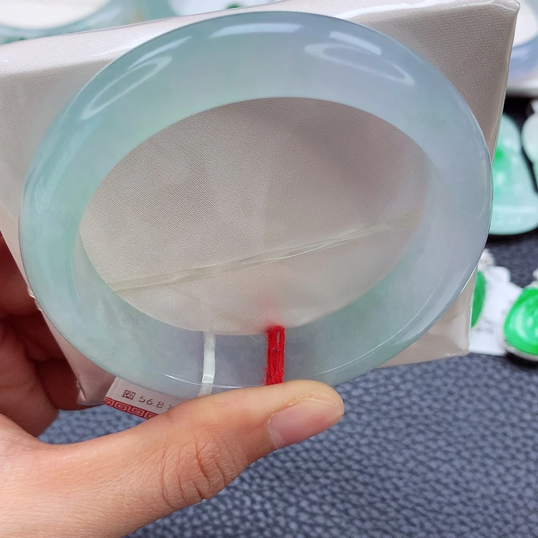 未镶嵌手镯翡翠57 冰透春彩