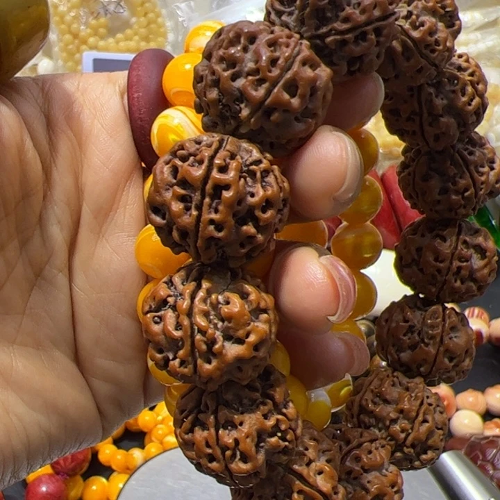 核桃手串/手链12金黄大白