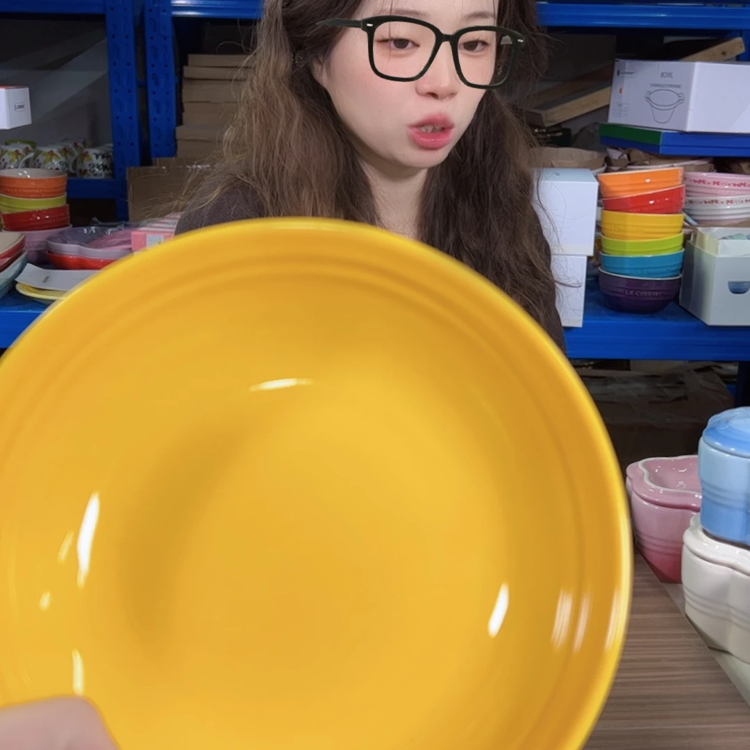 老姊妹家瓷器好漂亮落日黄燕麦碗