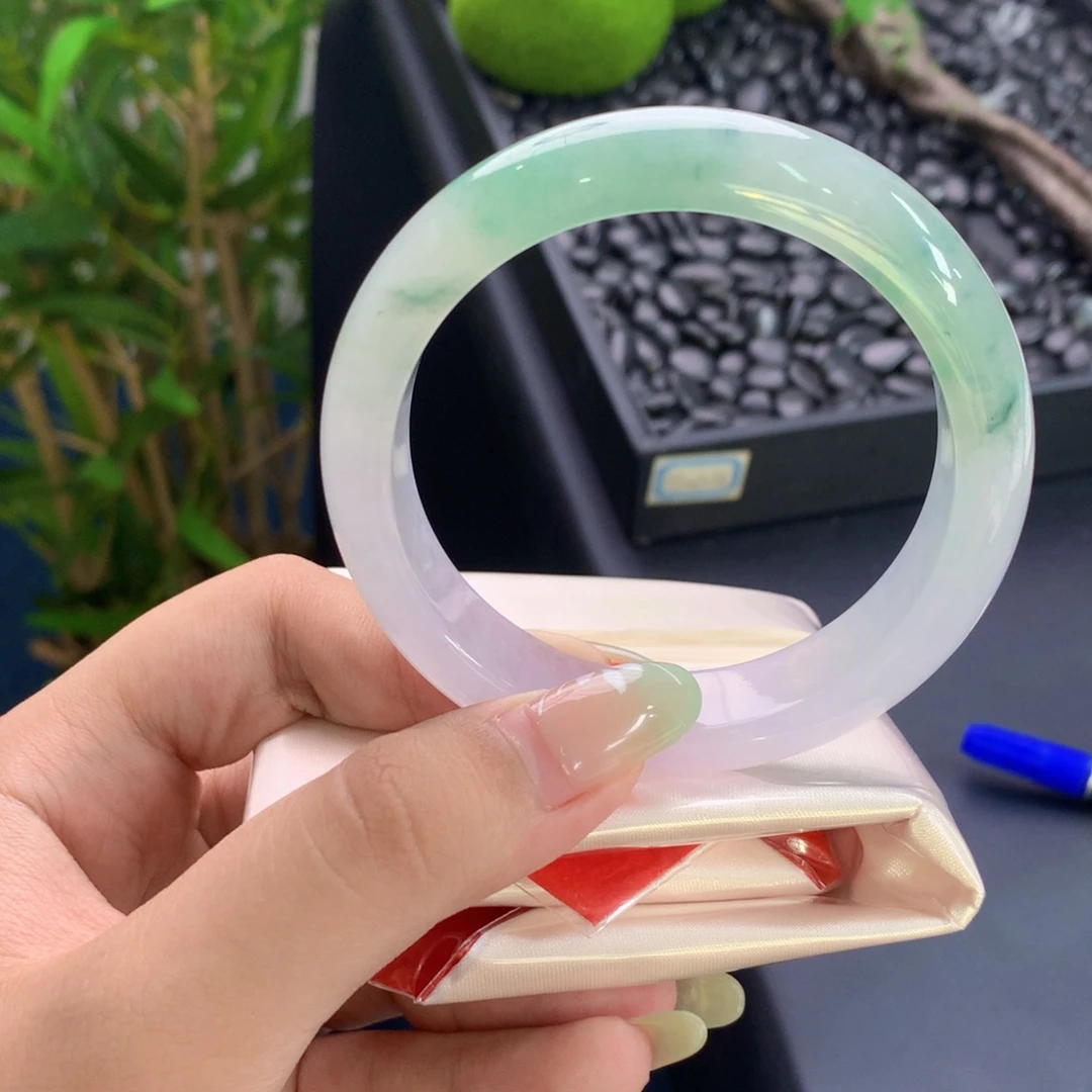 翡翠未镶嵌手镯飘花正圈17