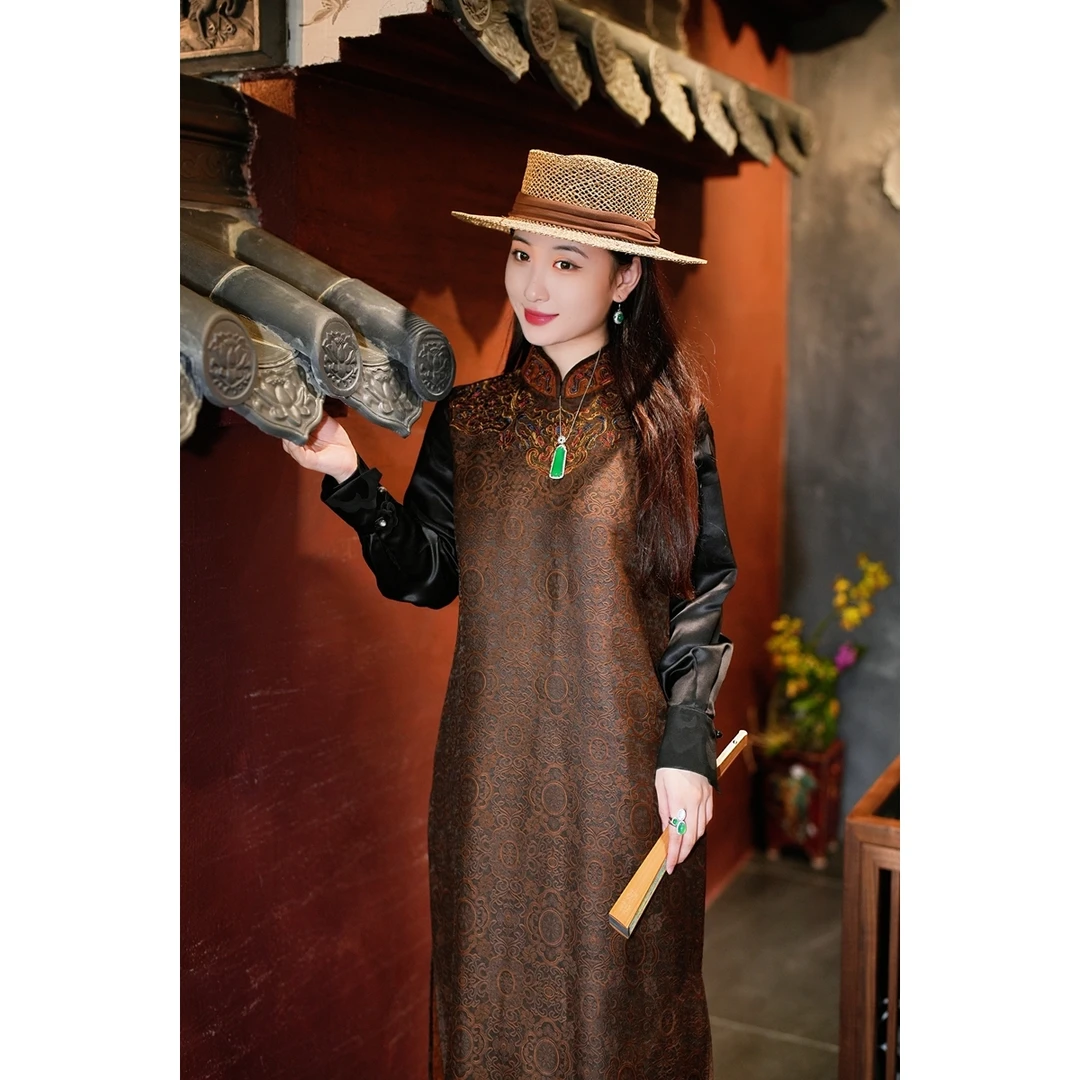 蓝大【晨露​​​​】桑蚕丝新中式连衣裙5668