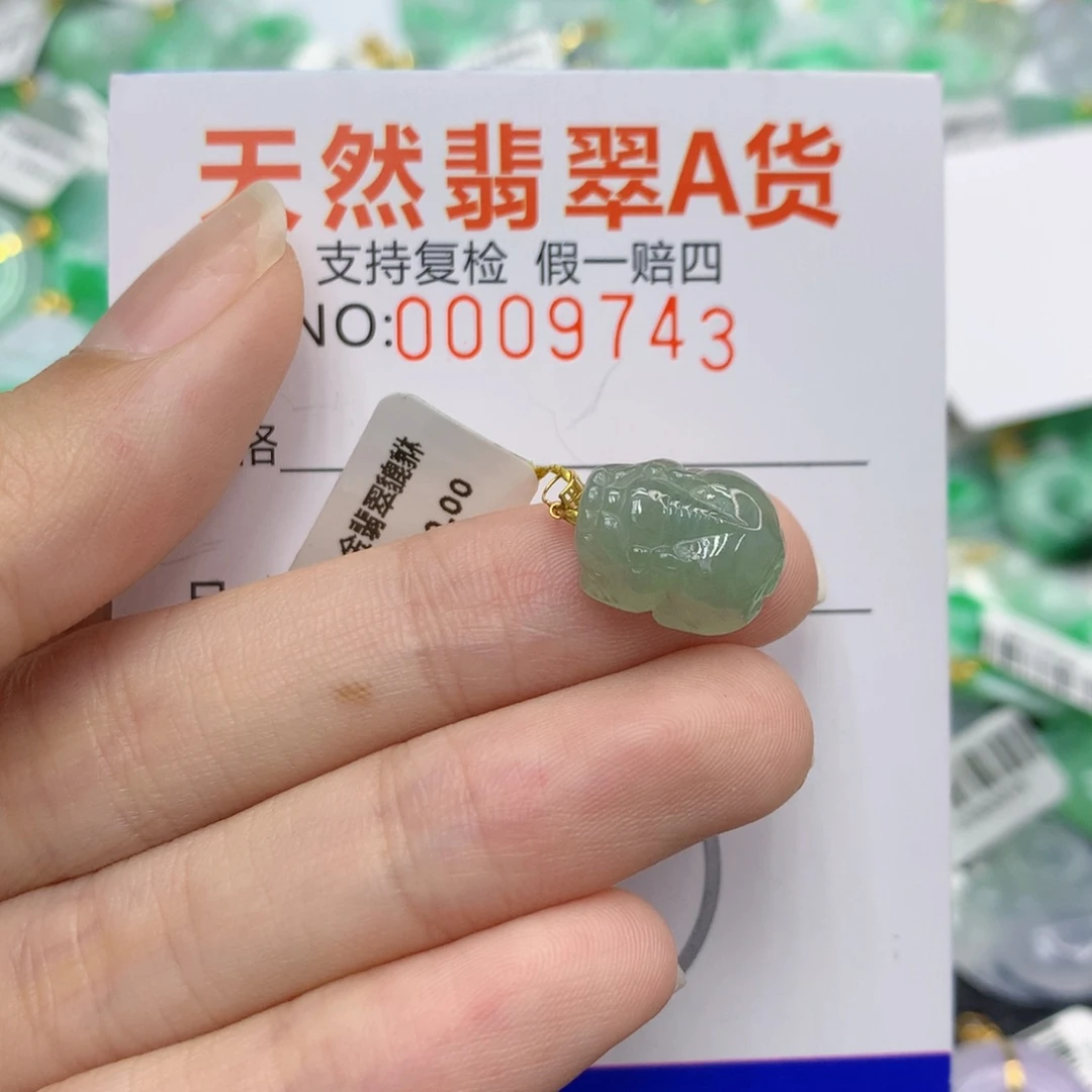 翡翠18K金镶嵌颈饰貔貅