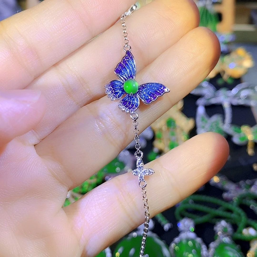 吊坠(不含链)银S925镶嵌翡翠