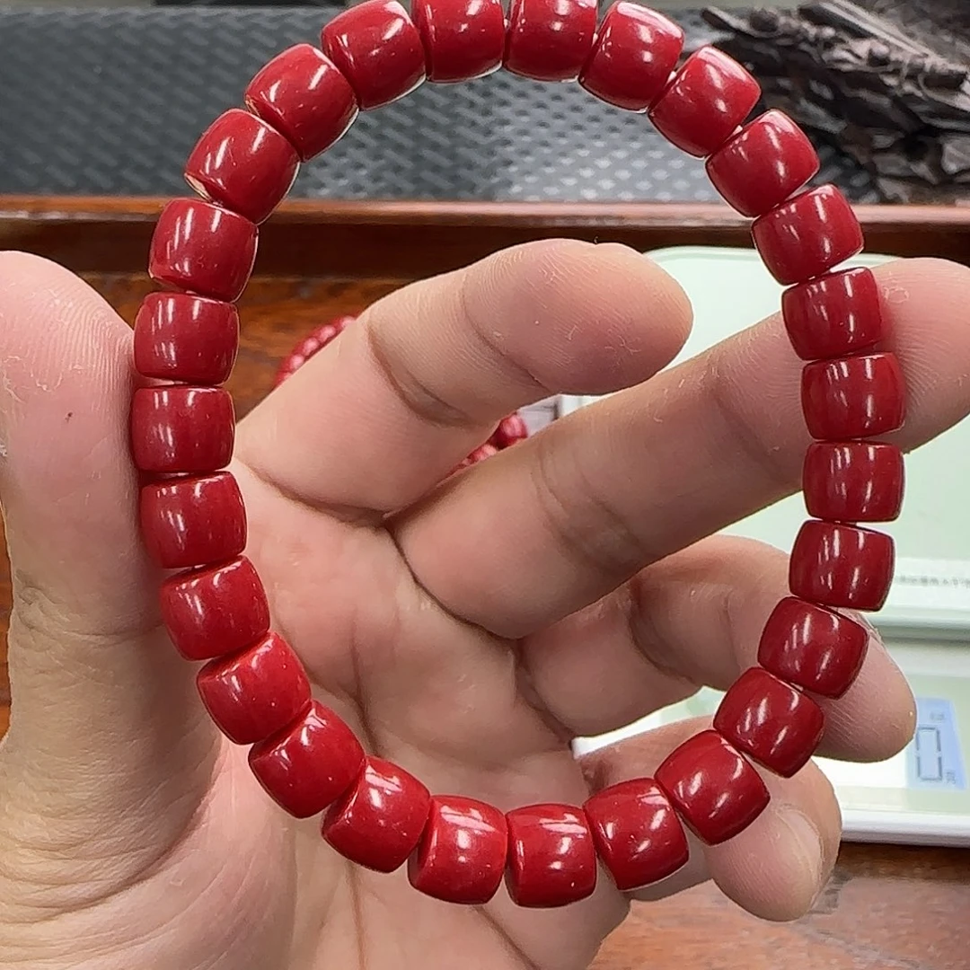 白玉菩提手串8直切红色3
