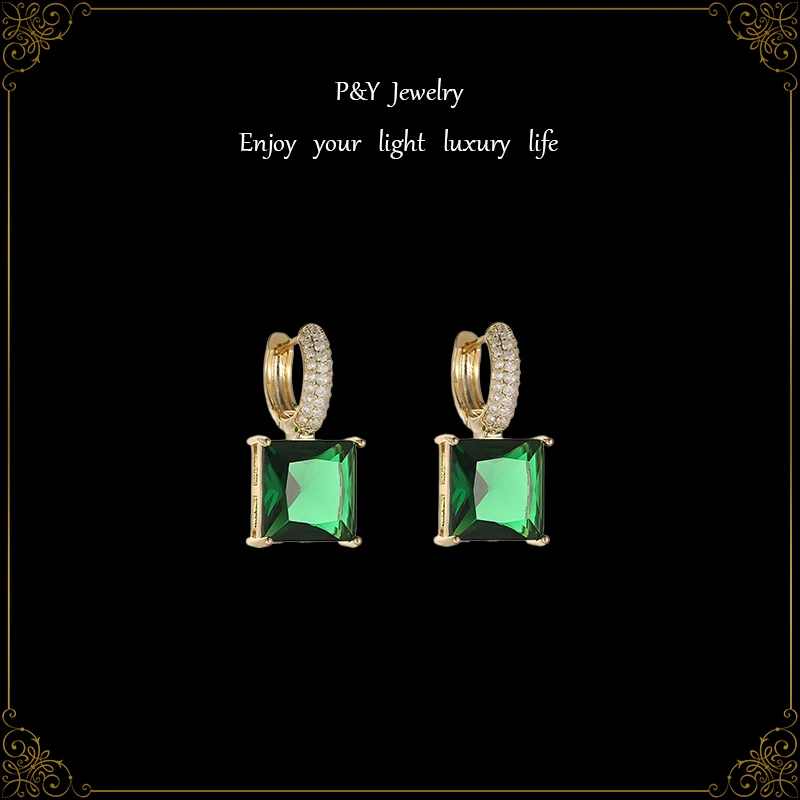 【方糖】精致方块绿色几何百搭轻奢耳扣耳钉Z-6133