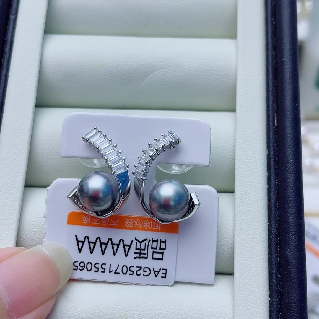 银S925镶嵌海水珍珠耳饰w56