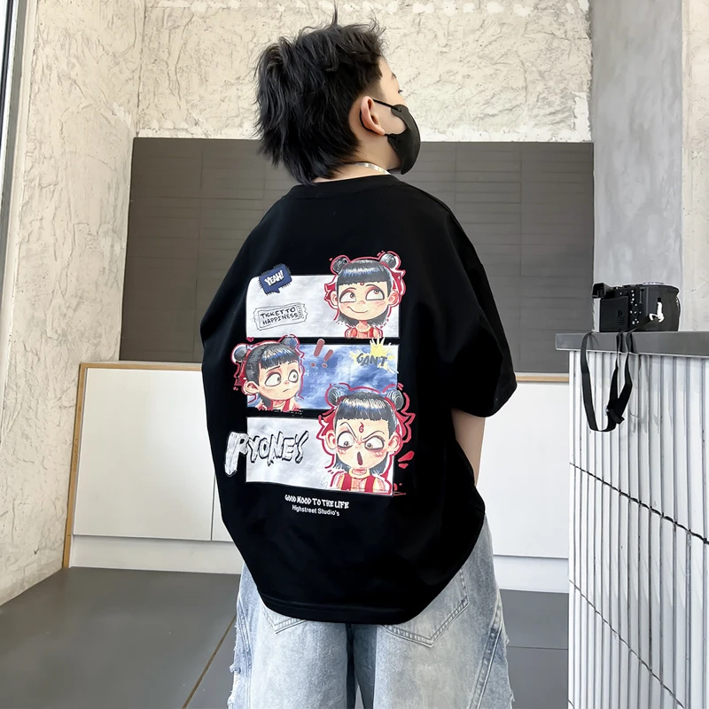 男童短袖T恤潮牌2025新款男孩夏季大童半袖儿童夏装卡通体恤上衣t