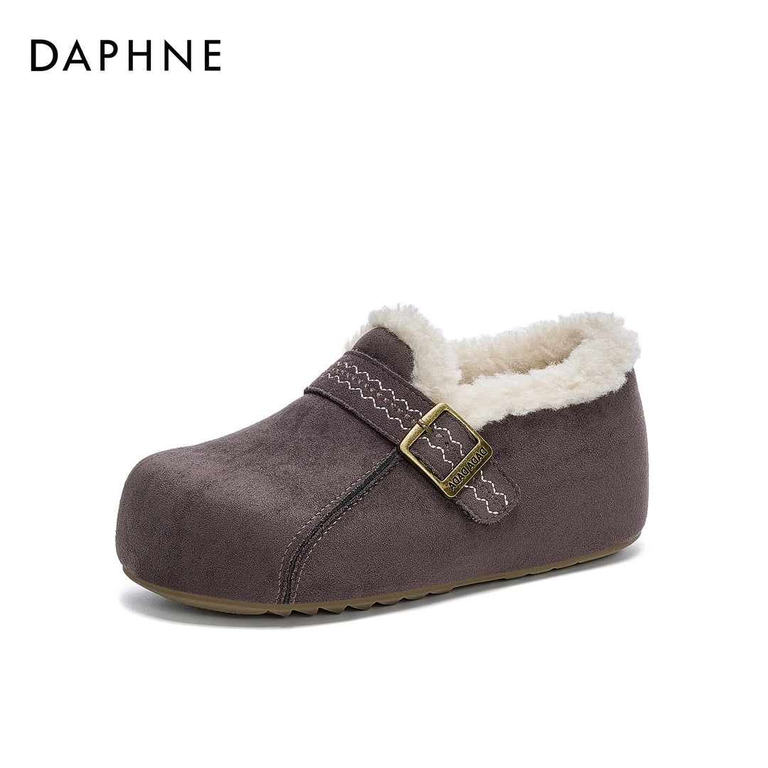 【宋茜代言】达芙妮勃肯防滑费尔岛风厚底增高舒适保暖一脚蹬勃肯鞋