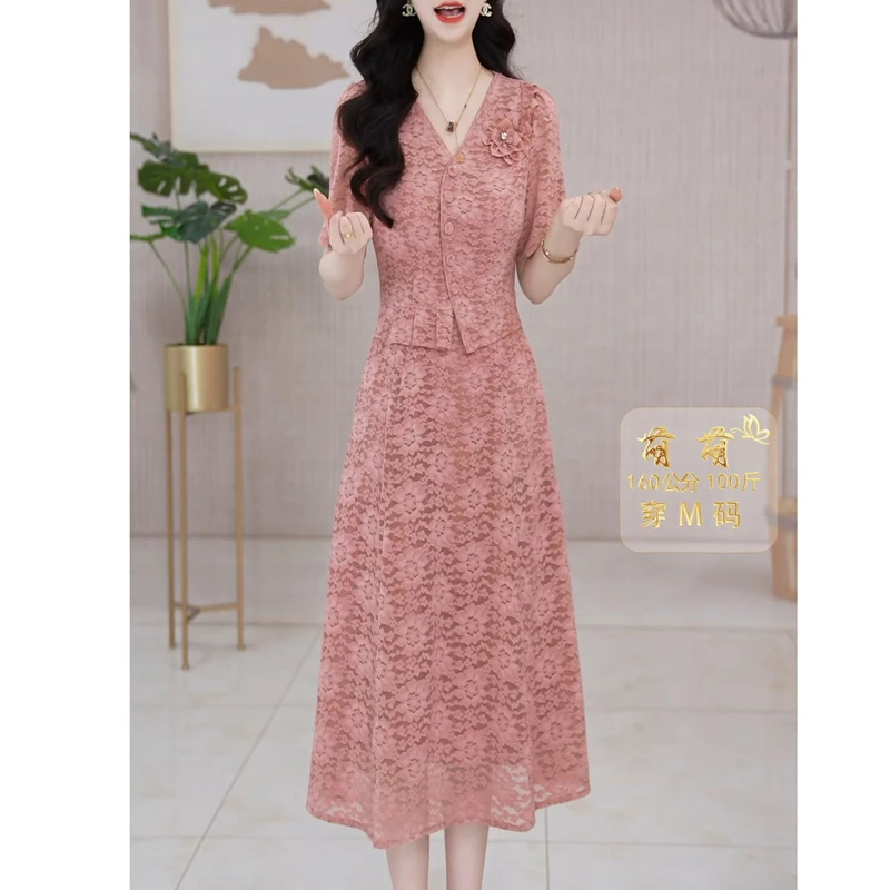 小香风连衣裙2025夏季新款女装时尚气质刺绣显瘦遮肉洋气礼服裙子