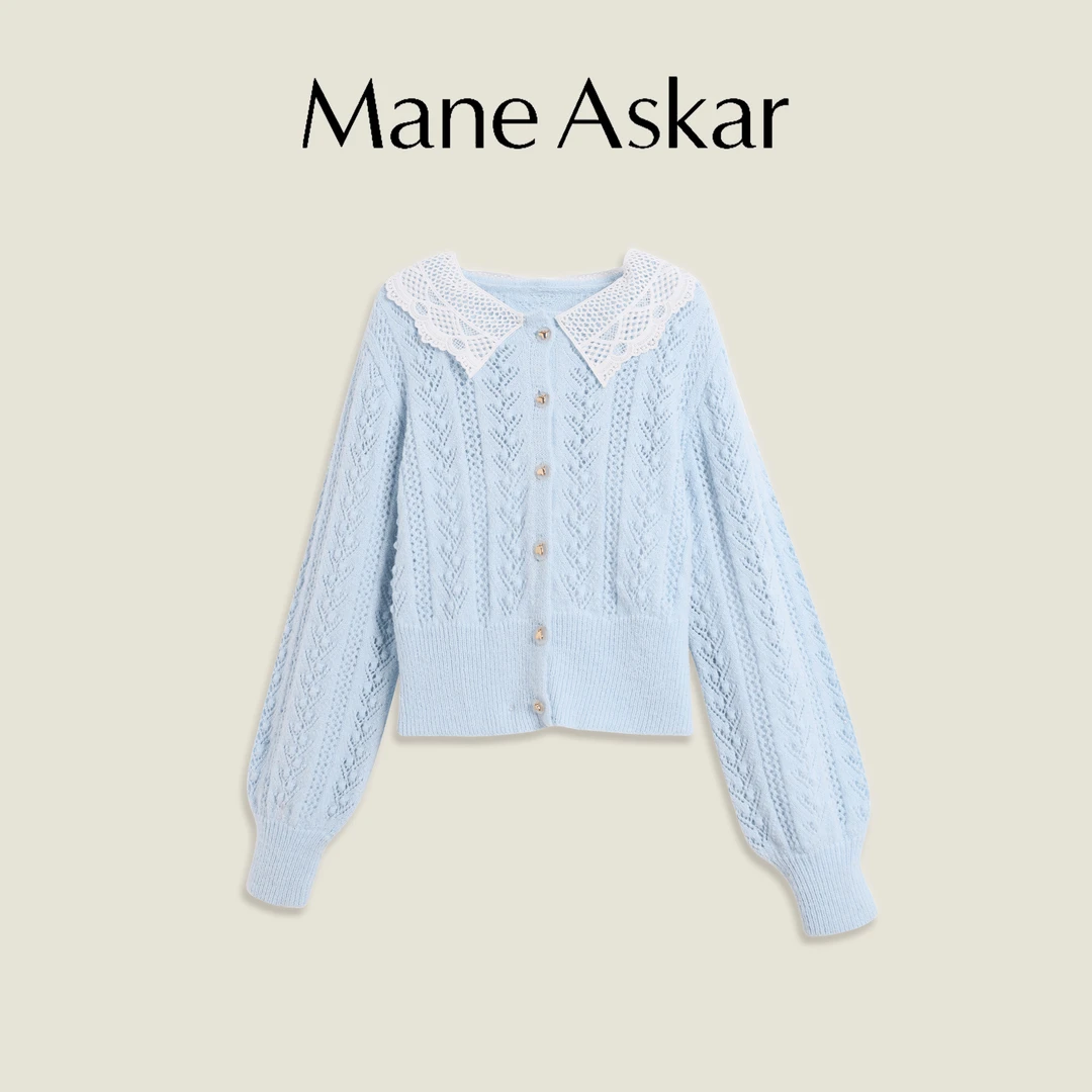 【丫头baby专属】新款甜美撞色翻领单排扣毛衣开衫女装OK01127