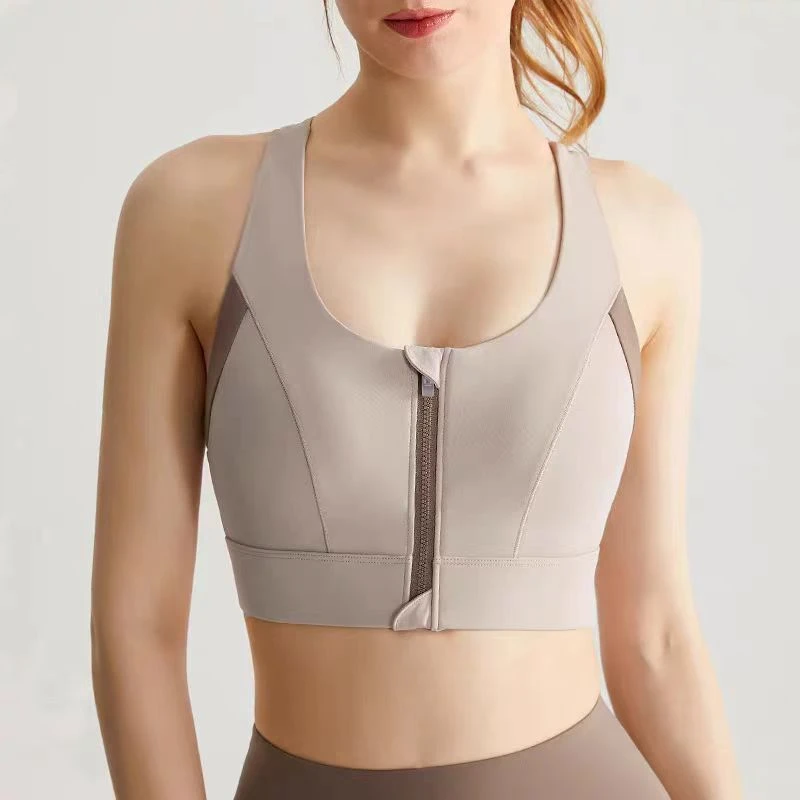前拉链一体式高强度防震聚拢文胸
