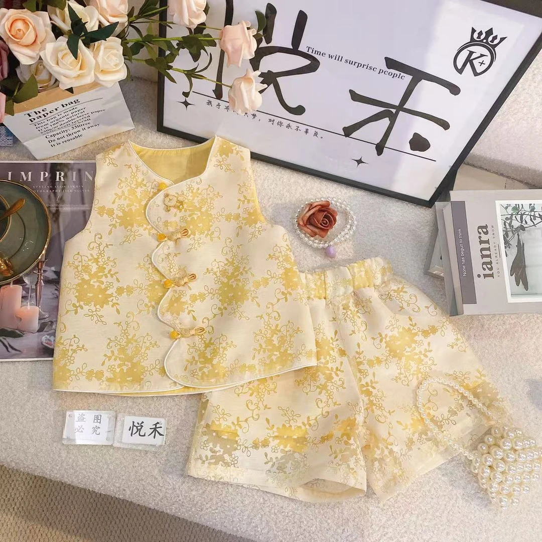 T1女童套装时尚夏季新款女宝超仙简约洋气儿童套装8934