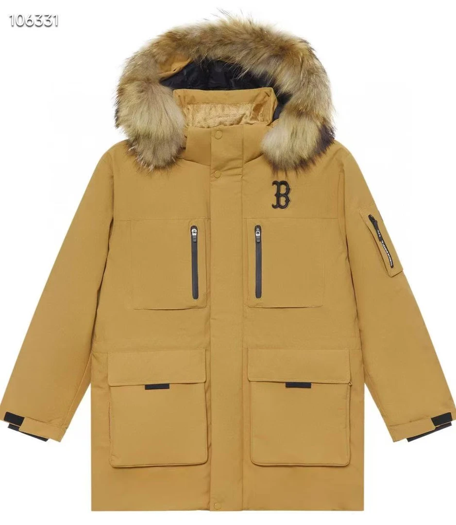 N祙队基础系列W24加厚鹅绒连帽中长工装风毛领羽绒服男女同款UU