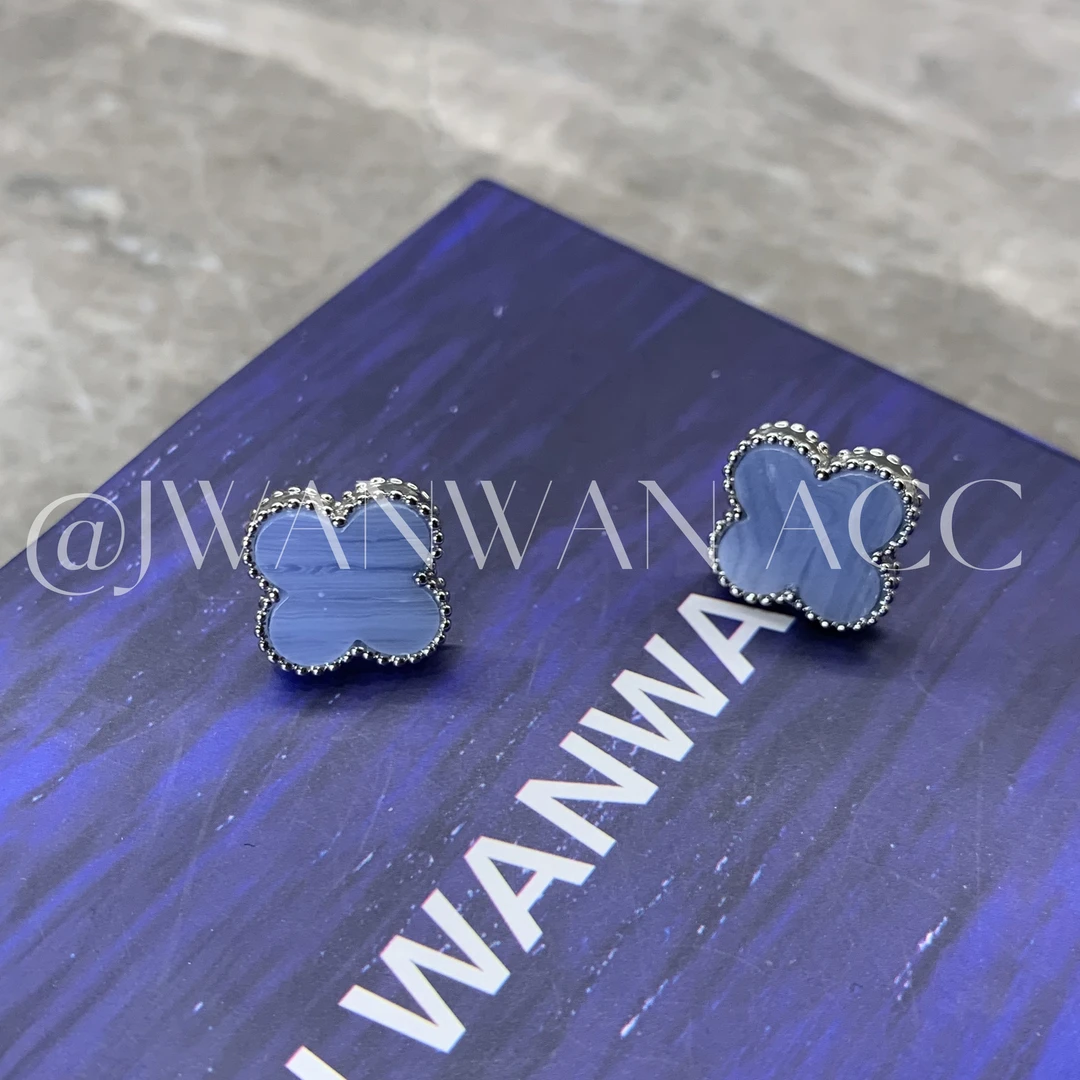 铜合金锆石耳饰 紫髓幸运草耳钉01ED1305