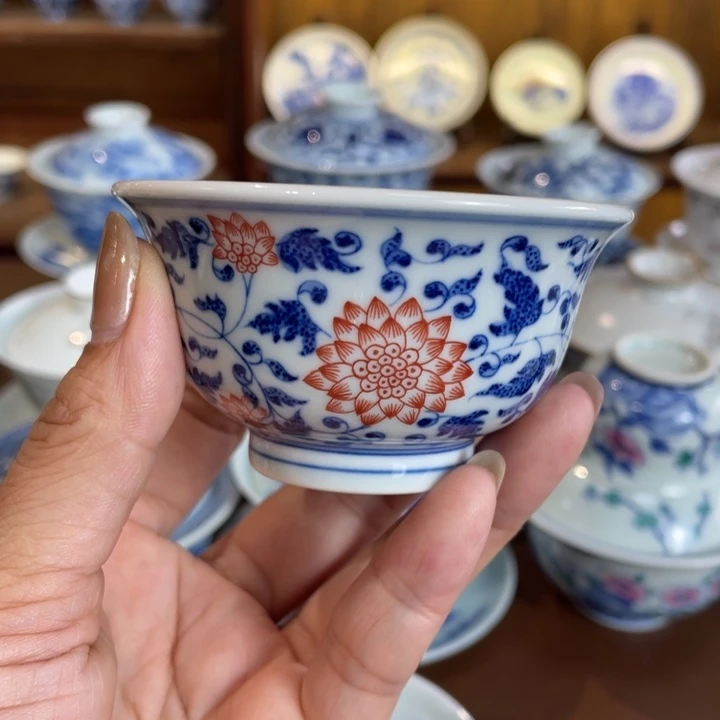 包**姐手工手绘斗彩压手杯