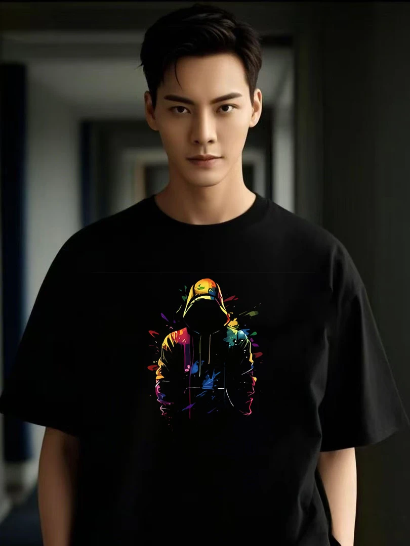 炫彩侠客新美式痞帅宽松潮流时尚夏透气纯棉男女同款高品质短袖