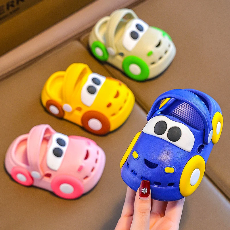 儿童小汽车凉拖鞋卡通宝宝鞋花园洞洞鞋男童家居小孩沙滩鞋男女童