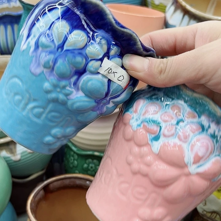 多肉绿植陶瓷花盆9.9包邮，有孔