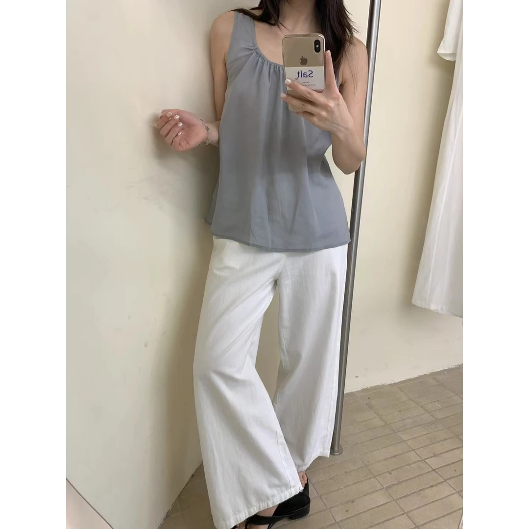 23509#INS极简风高级百搭褶皱感无袖上衣（福利）