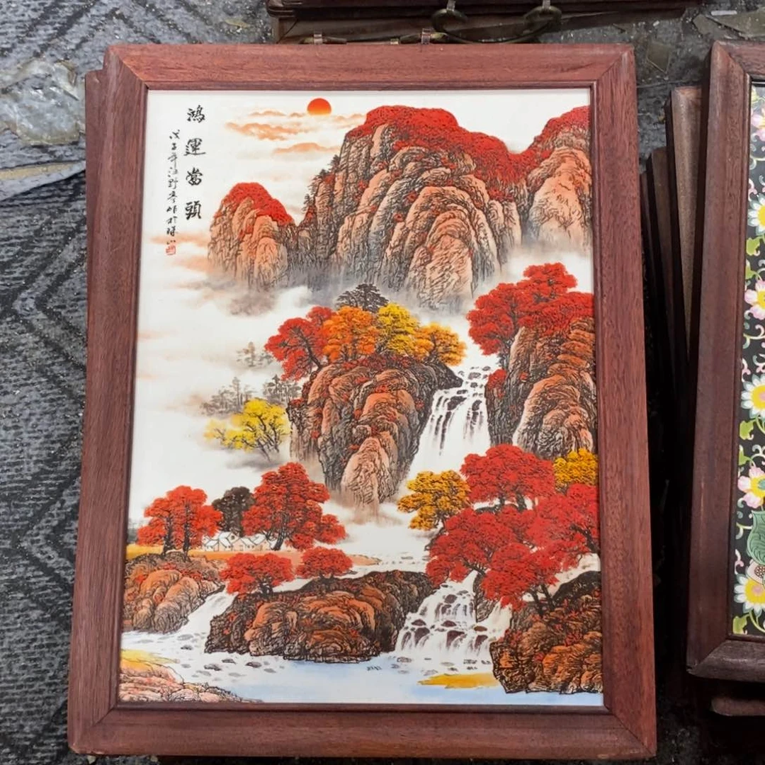 瓷片37*28 景德镇瓷板画柴窑烧制