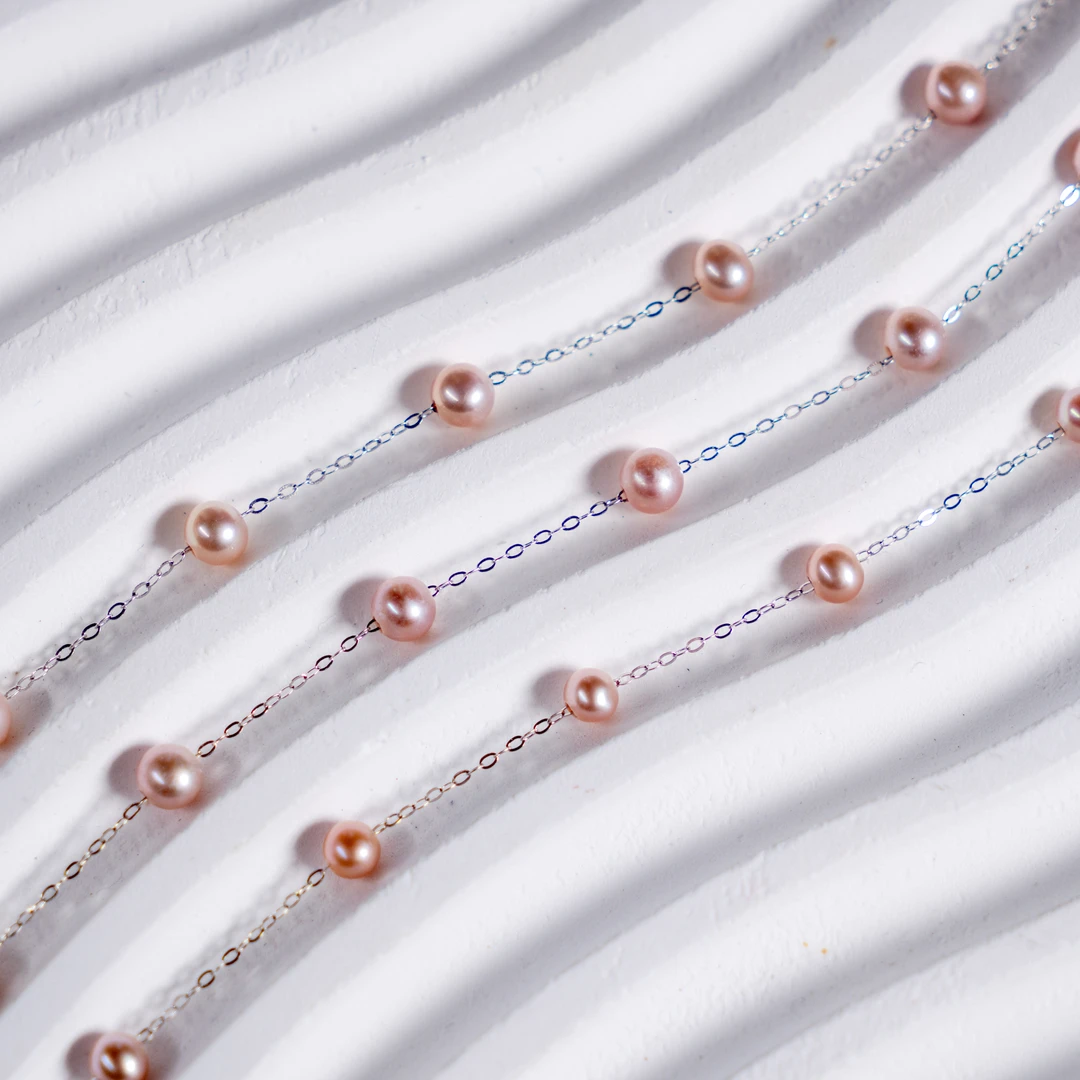 S925银粉系淡水珍珠20+1经典时尚满天星项链4-5mm