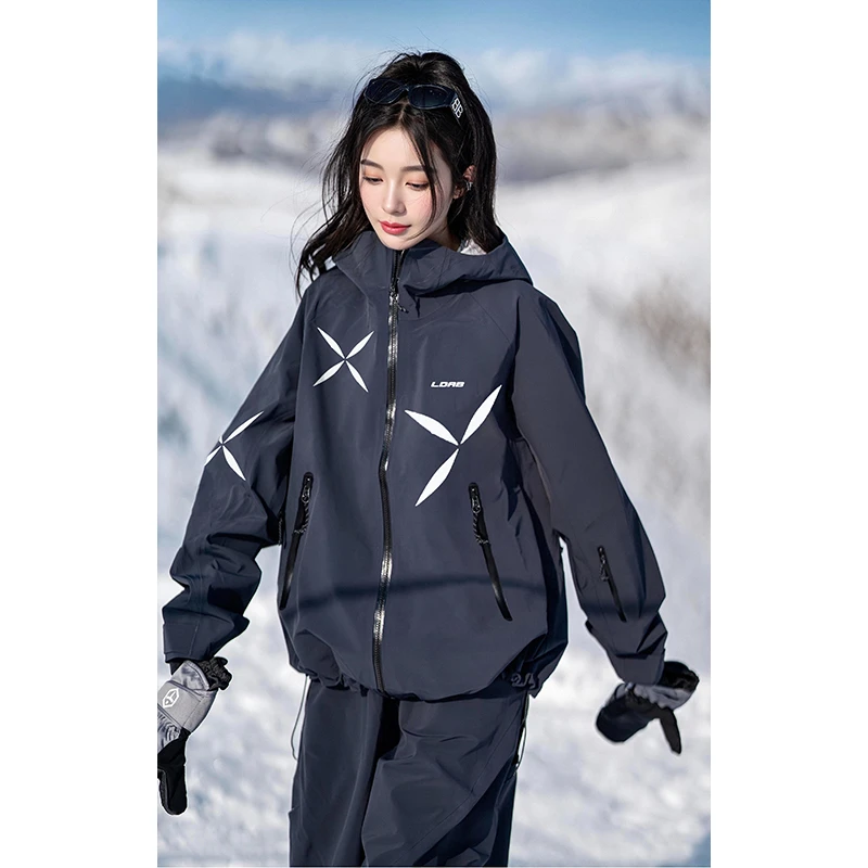 芙沿黑色星芒滑雪服套装女2025冬季新款防风防水防寒单双板雪服男
